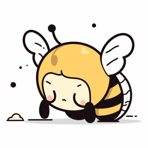 Illustration of a Bee Cute Cartoon Character. Vector Design.