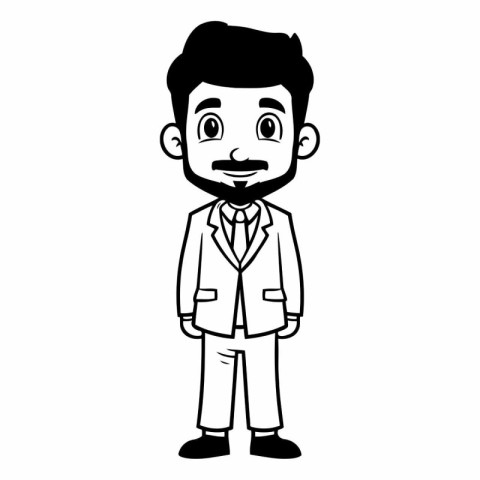 businessman cartoon icon over white background. black and white