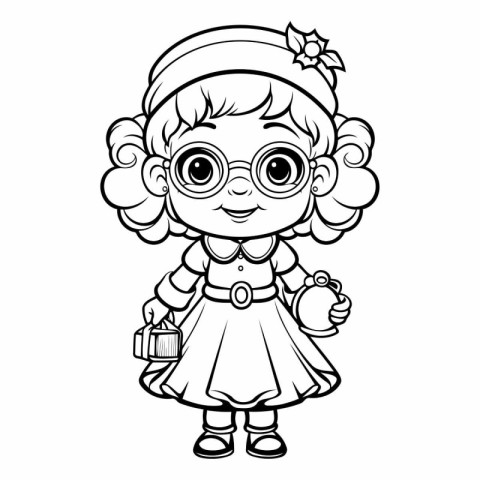 Coloring Page Outline Of cartoon fairy tale girl.