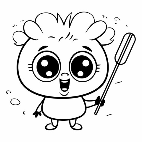 Cute cartoon bear chef holding a spatula.