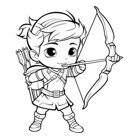 Coloring Page Outline Of Cute Cartoon Fantasy Boy with Bow and A