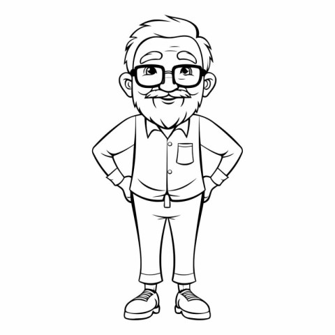 grandfather with mustache and glasses avatar cartoon character v