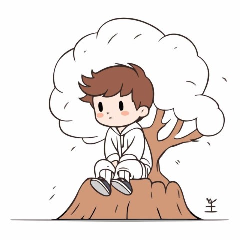 boy_sitting on the tree
illustration