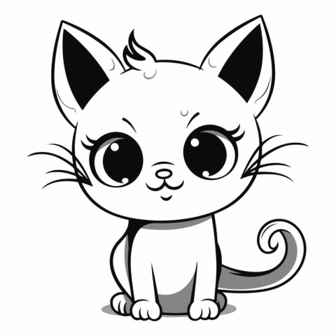 Vector illustration of Cute cartoon cat on white background.