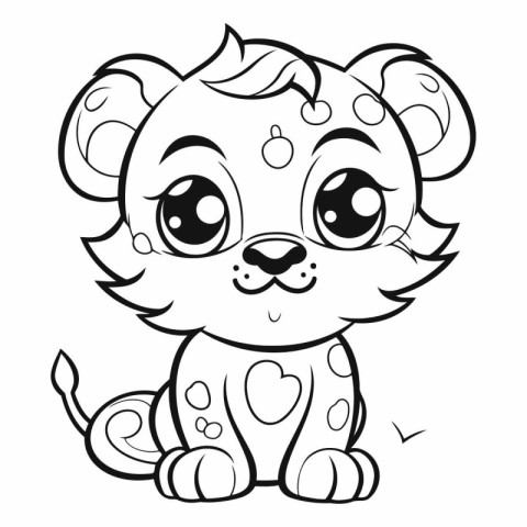 Cute cartoon lion. Coloring book for children.