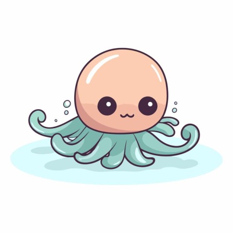 Cute kawaii octopus isolated on white background.