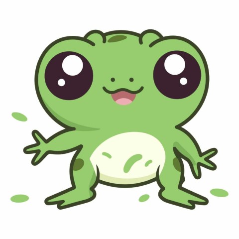 Cute cartoon frog isolated on a white background.