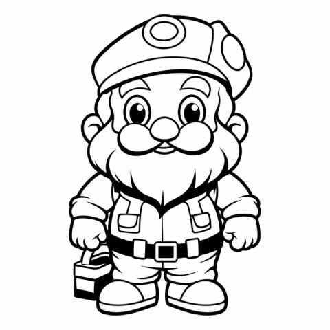 Garden Gnome - Coloring Book - Vector Illustration.