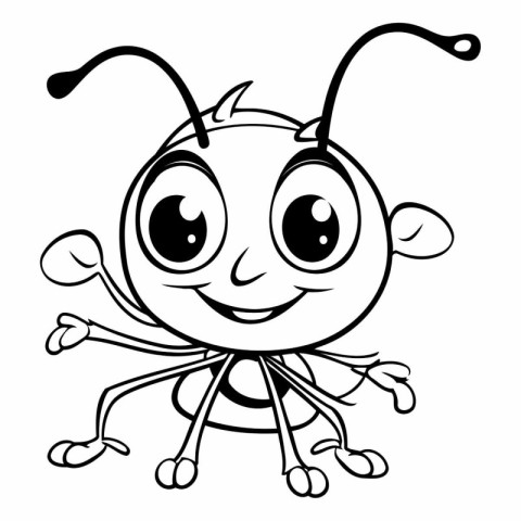 Black and White Cartoon Illustration of Funny Ant Mascot Charact