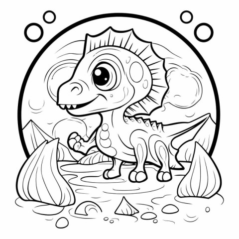 Coloring Page Outline Of Cartoon Dinosaur.