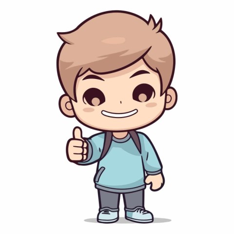 Boy with thumb up - Cute Cartoon Vector IllustrationÃ¯Â»Â¿