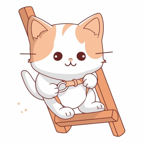 cute cat sitting in chair cartoon vector illustration graphic de