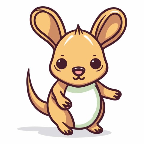 Kawaii kangaroo cartoon vector illustration. Cute kangaroo chara