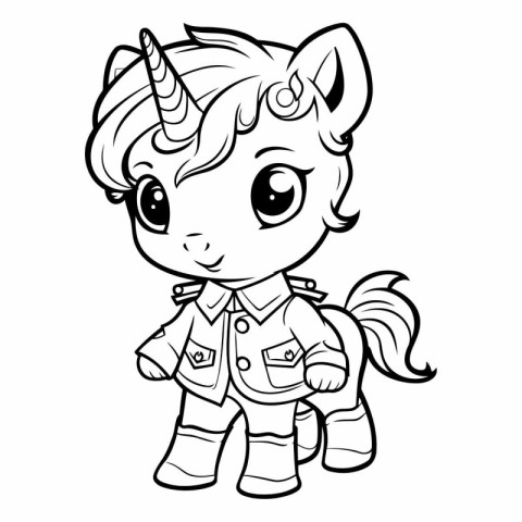 Black and White Cute Unicorn Cartoon Mascot Character Illustrati