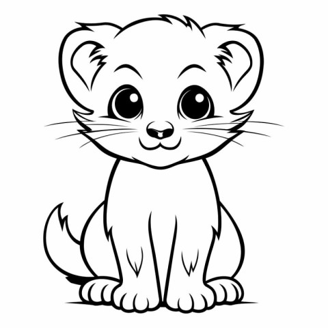 Cute ferret - black and white vector illustration for coloring b