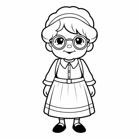 cute grandmother with elegant dress and glasses cartoon vector i