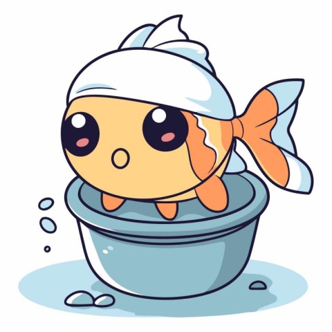 Cute kawaii goldfish in the basin.