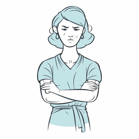 Illustration of a woman in a bathrobe with her arms crossed