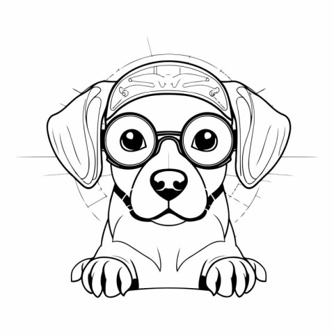 Cute dog with glasses and bandana for your design