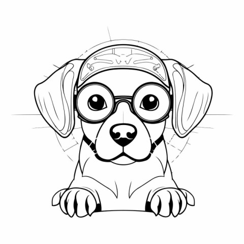 Cute dog with glasses and bandana for your design
