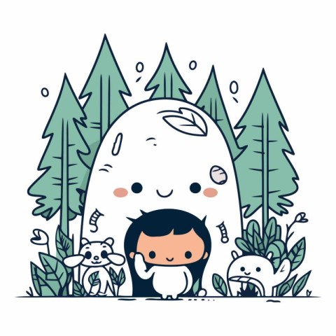 Cute little boy and girl in the forest.