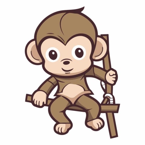 Monkey Cartoon Mascot Character Vector Icon IllustrationÃ¯Â»