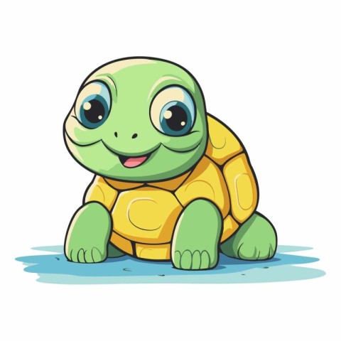 Cute cartoon turtle isolated on a white background.