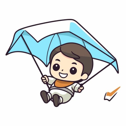 Cute little boy flying with a kite.