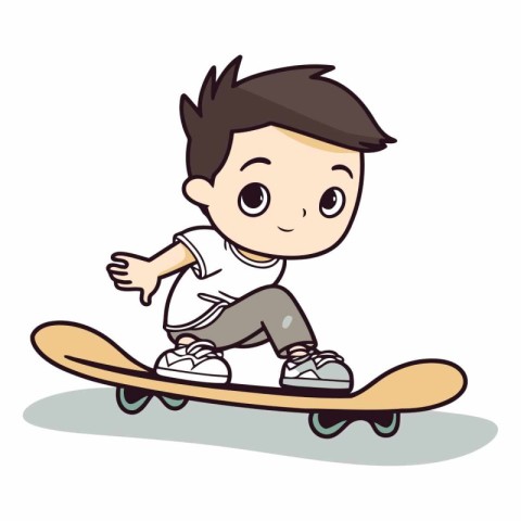 Boy Skateboarding - Cartoon Vector IllustrationÃ¯Â»Â¿