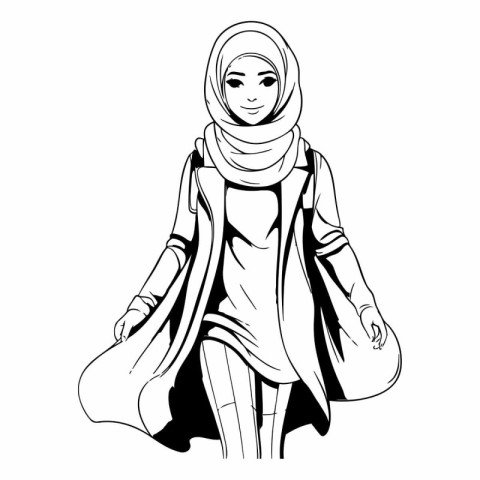 Beautiful muslim woman in hijab with a bag