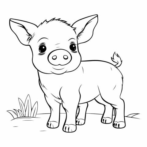 Cartoon Illustration of Cute Pig Animal for Coloring Book