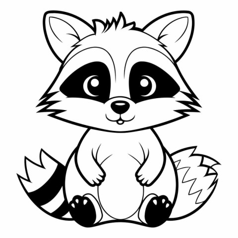 Black and White Raccoon Cartoon Mascot Character Illustration