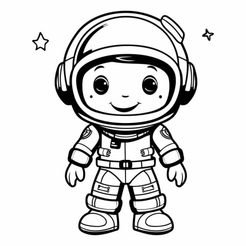 Cute cartoon astronaut on white background for children.