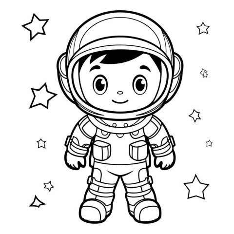 Coloring book for children: astronaut in space suit.