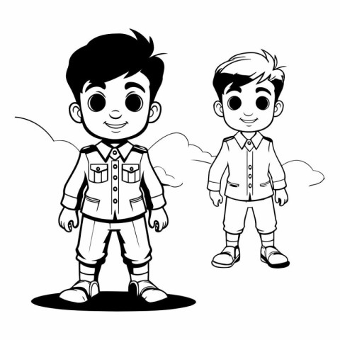 Boy and boy in scout uniform vector illustration graphic design