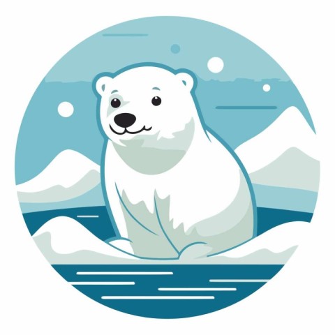 Polar bear on a white background in flat style.