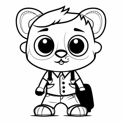 Black and White Cartoon Illustration of Cute Monkey Animal Chara
