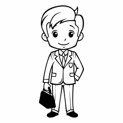 Businessman with briefcase. Coloring book for children.