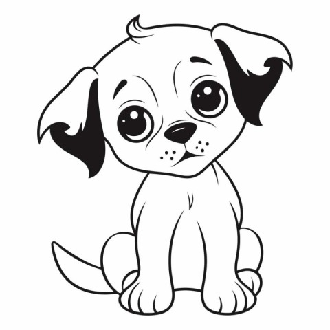 Cute cartoon dog isolated on a white background.