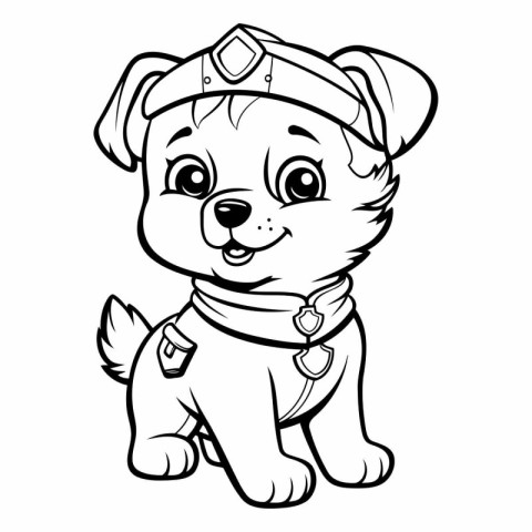 Cute dog in a cap and uniform. Cartoon illustration for children