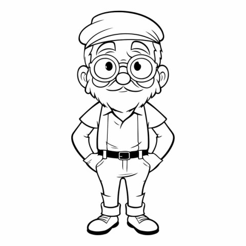 cute grandfather with glasses and cap icon cartoon vector illust