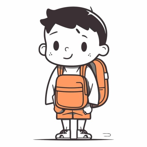 Back to school. Cute boy with backpack.