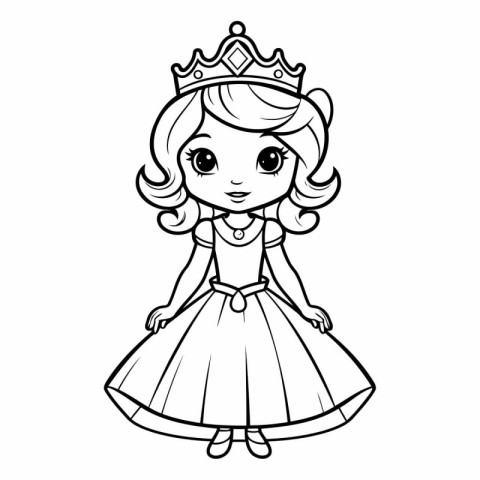 Cute princess coloring page. Cartoon vector illustration isolate