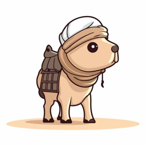 Illustration of a Cute Cartoon Shepherd Dog with a Backpack