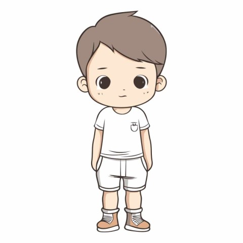 cute little boy with t-shirt and shorts cartoon vector illustrat