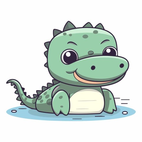 Cute cartoon crocodile isolated on white background.