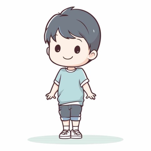 Boy cartoon character. Kid vector illustration. Cute little boy.