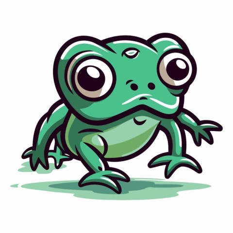 Cute cartoon frog isolated on a white background.