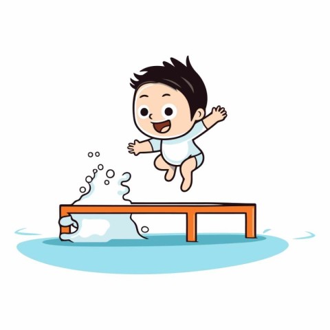 boy jumping into the water with splashes of water