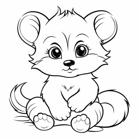 Cute little hamster - black and white vector illustration for co